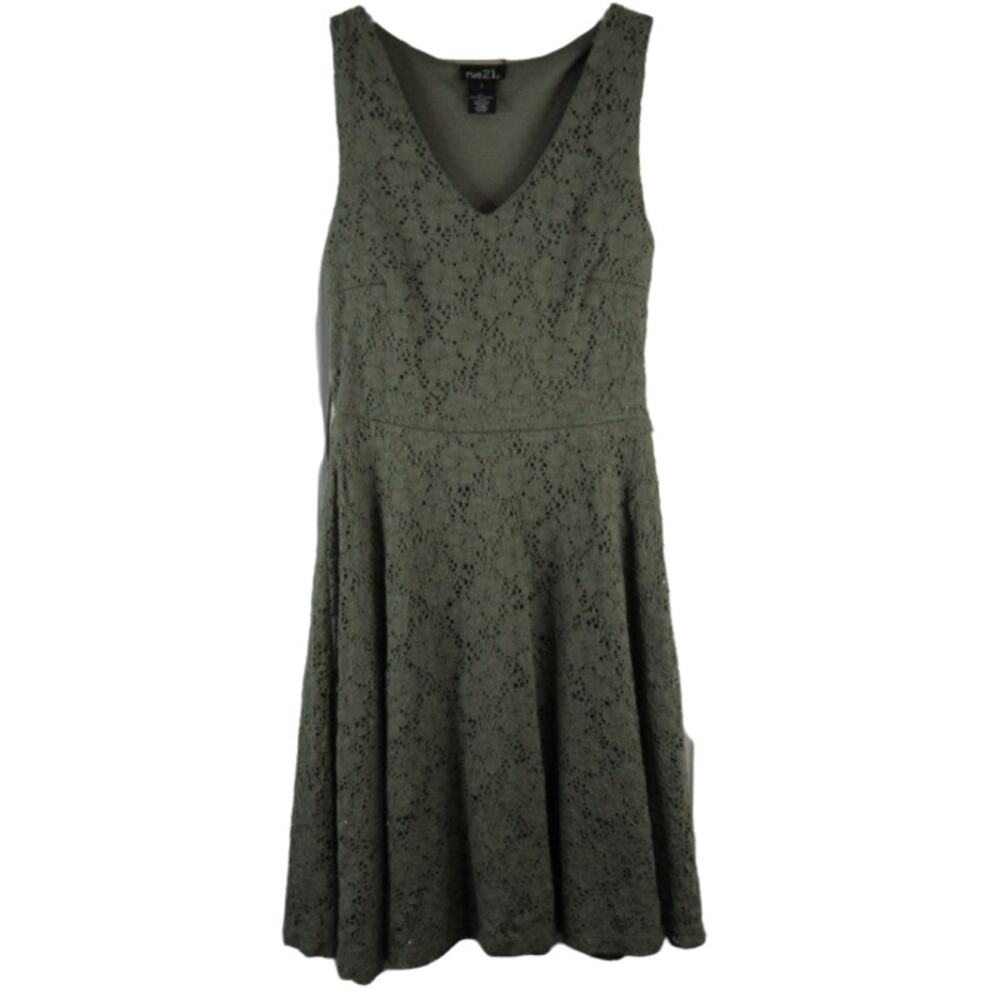 Rue 21 Green lace sleeveless v-neck dress